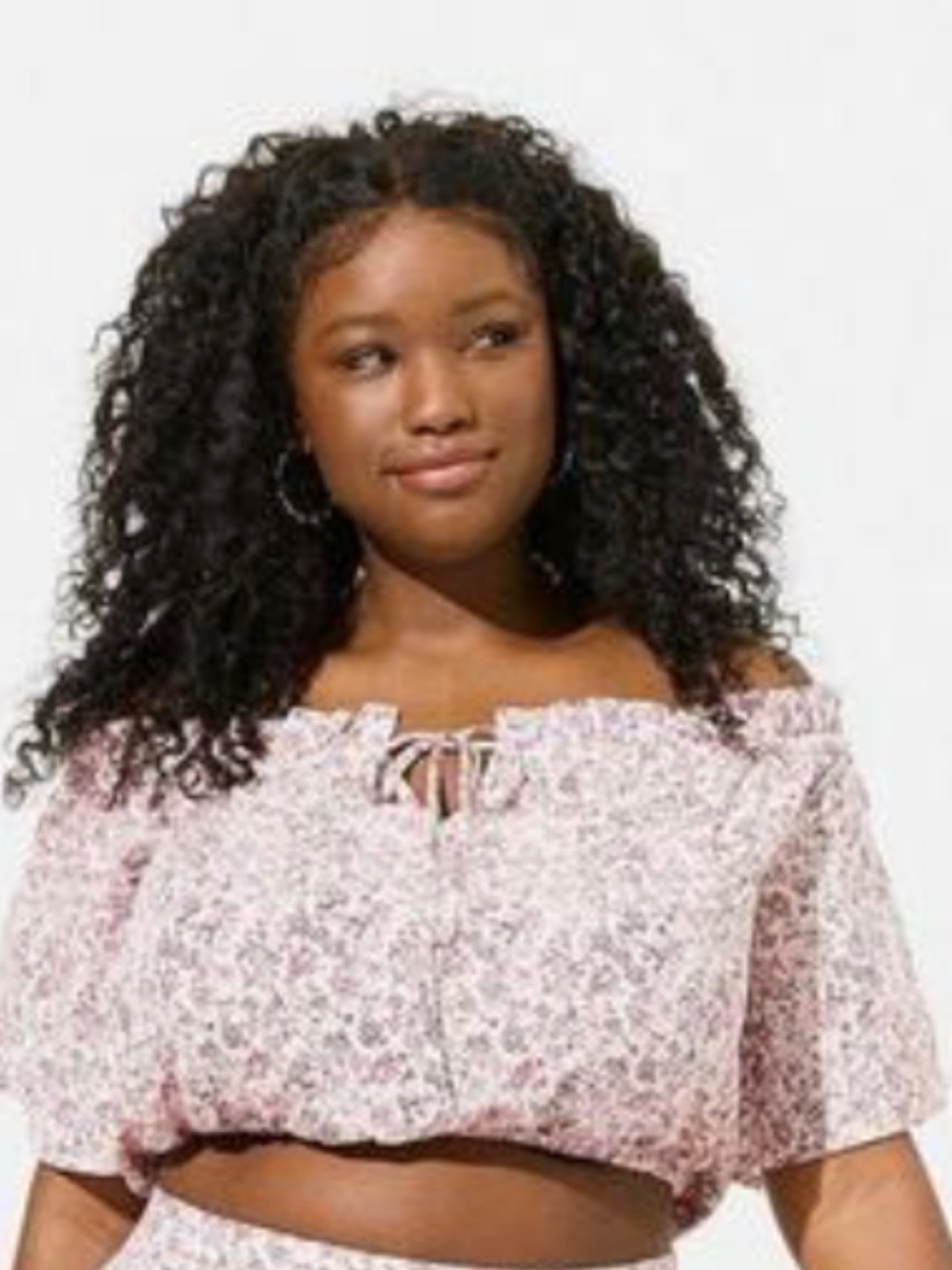 torrid Pink Floral Off-Shoulder Tie-Front Crop Top